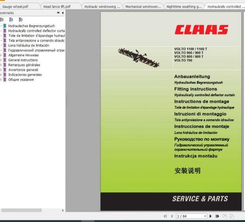 Discover the ultimate resource for your CLAAS TEDDERS with the comprehensive Fitting Instruction Manual for models VOLTO 700, 770, 800, 870, 900, 1100, and 1300. This PDF file is designed to provide you with clear, step-by-step guidance, ensuring that you can efficiently set up and maintain your equipment with confidence.