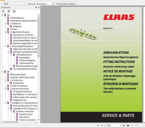 Enhance your farming efficiency with the CLAAS TEDDERS VOLTO 77 Fitting Instruction Manual, now available in a convenient PDF format. This comprehensive guide provides step-by-step instructions to ensure proper assembly and operation of your VOLTO 77 tedder, allowing you to maximize its performance in the field