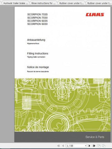 Enhance your CLAAS Telehandler experience with the comprehensive Fitting Instruction Manual for models Scorpion 7035, 7030, 6035, and 6030. This PDF file is designed to provide you with clear, step-by-step guidance, ensuring that you can efficiently assemble and maintain your equipment with confidence