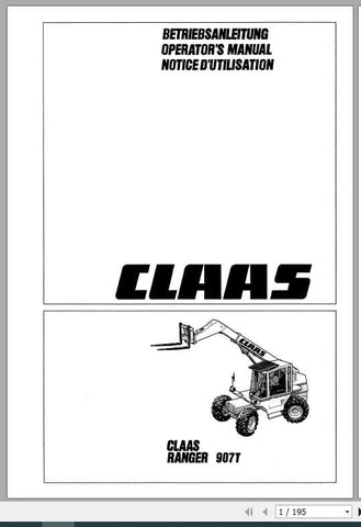 Discover the essential CLAAS Telehandlers Ranger 907T Operator’s Manual, now available in a convenient PDF format. This comprehensive guide is designed to enhance your operational