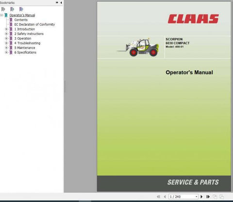 Unlock the full potential of your CLAAS Scorpion 6030 Telehandler with our comprehensive Operator’s Manual