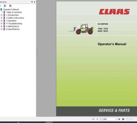 Enhance your operational efficiency with the CLAAS Telehandlers Scorpion 7040, 7030, 6040, and 6030 Operator’s Manual. This comprehensive PDF file serves as an essential resource