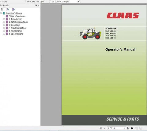 Enhance your operational efficiency with the CLAAS Telehandlers Scorpion Operator’s Manual, available in a 
