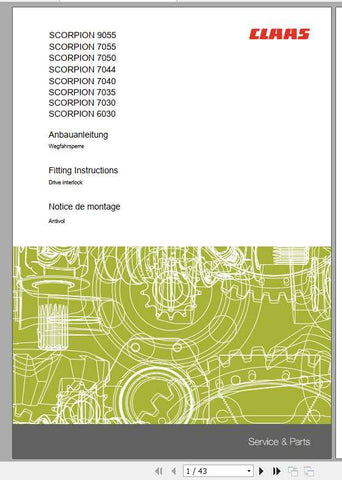 Enhance your CLAAS Telehandler experience with the comprehensive Fitting Instruction Manual for models Scorpion 9055, 9040, 7045, 7040, 7035, 7030, and 6030. This PDF file is designed to provide you with clear, step-by-step guidance for installation and maintenance, ensuring optimal performance and longevity of your equipment