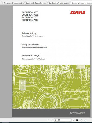 Discover the essential CLAAS Telehandlers Scorpion Fitting Instruction Manual, designed specifically for models 9055, 9040, 7045, 7040, 7035, 7030, and 6030. This comprehensive PDF file provides clear, step-by-step guidance to ensure proper installation and maintenance of your telehandler, maximizing its performance and longevity.