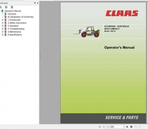 Unlock the full potential of your CLAAS Scorpion 6030 Telehandler with our comprehensive Operator’s Manual, available in a convenient PDF format. This essential guide is designed