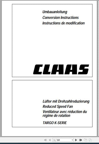 Unlock the full potential of your CLAAS Telehandlers with the Targo K-Series Conversion Instructions Manual. This comprehensive PDF file provides step-by-step guidance to ensure