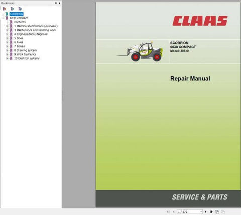 Unlock the full potential of your CLAAS Telehandler Scorpion 6030 with our comprehensive Repair Manual (Model 408-01). This PDF file is designed to provide you with detailed insights and step-by-step instructions for maintenance and repairs, ensuring your equipment operates at peak performance.