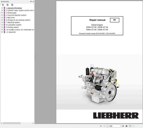 Unlock the full potential of your CLAAS TORION machinery with our comprehensive Repair Manual for the Liebherr Engine D934 A7-04, D936 A7-04, D944 A7-04, and D946 A7-04.