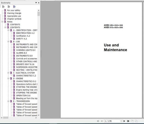 CLAAS TRACTOR ARES 546, 556, 566, 616, 656, 696 OPERATOR’S MANUAL - PDF FILE