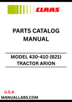 Discover the comprehensive CLAAS Tractor Arion 430-410 Parts Catalogue Manual, specifically designed for serial numbers B2100001 to B2199999. This essential resource provides detailed diagrams and part numbers, ensuring you can easily identify and order the correct components for your tractor.