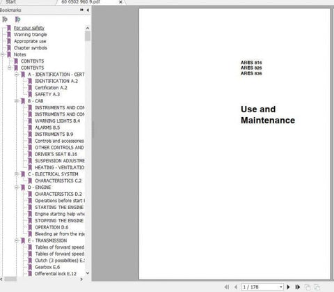 Discover the essential CLAAS Tractor Arion 510, 520, 530, 540, 610, 620, 630, and 640 Use and Maintenance Manual, now available in a convenient PDF format. This comprehensive