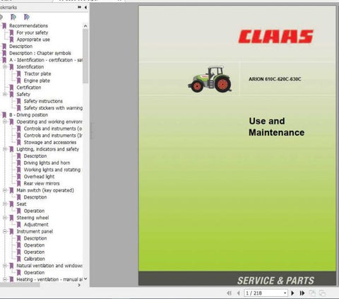 Unlock the full potential of your CLAAS ARION 610C, 620C, and 630C tractors with our comprehensive Use and Maintenance Manual. This PDF file is designed to provide you with essential
