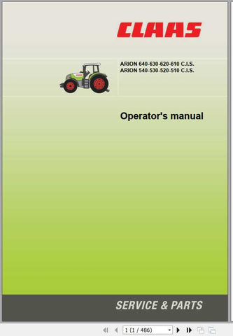 CLAAS TRACTOR ARION 640-610 C.I.S. 540-510 C.I.S OPERATOR’S MANUAL - PDF FILE