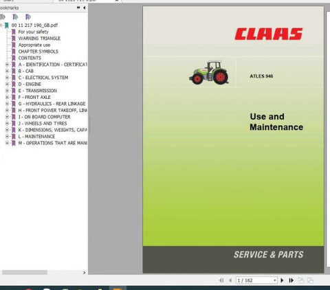 Enhance your CLAAS ATLES 946 tractor experience with our comprehensive Use and Maintenance Manual, available in a convenient PDF format. This essential guide provides