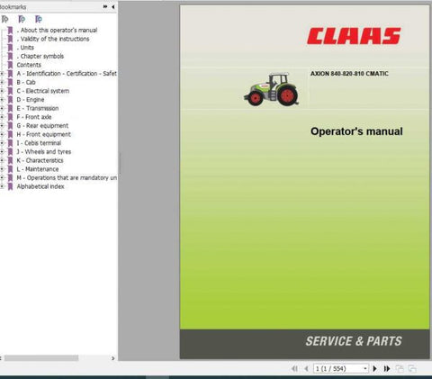Discover the essential CLAAS Tractor Axion 840-810 CMATIC Operator’s Manual, now available in a convenient PDF format. This comprehensive guide is designed to enhance your understanding and operation of the Axion series, ensuring you get the most out 