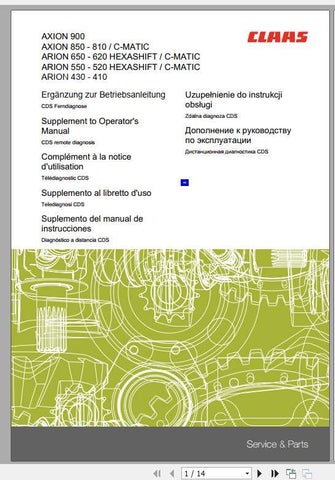 Discover the essential CLAAS Tractor Operator’s Manual for the AXION 900, AXION 850, and ARION 430 – 410 series, now available in a convenient PDF format. This comprehensive