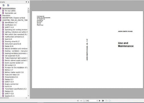 Unlock the full potential of your CLAAS AXION CMATIC 810-820 tractor with our comprehensive Use and Maintenance Manual, available in a convenient PDF format. This essential guide