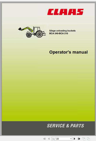 Discover the essential CLAAS Tractor BCA 240-BCA 210 Operator’s Manual, now available in a convenient PDF