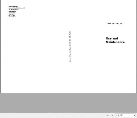 Unlock the full potential of your CLAAS Tractor with the comprehensive Use and Maintenance Manual for models Ceres 326, 336, and 346. This PDF file is an essential resource for 