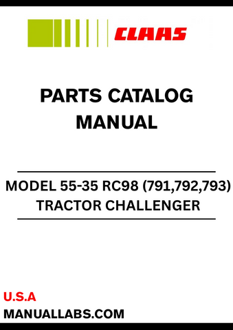  Discover the comprehensive CLAAS Tractor Challenger 55-35 RC98 Parts Catalogue Manual, designed specifically for serial numbers 79100001 to 79101199. This essential resource provides detailed diagrams and part numbers, ensuring you can easily identify and order the correct components for your tractor.