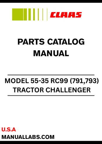 Discover the essential CLAAS Tractor Challenger 55-35 RC99 Parts Catalogue Manual, designed specifically for serial numbers 79101200 to 79199999. This comprehensive guide provides detailed information on all parts, ensuring you have the right components for maintenance and repairs.