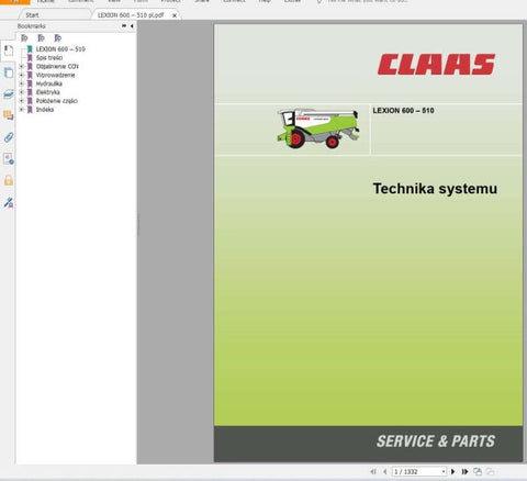 Discover the essential CLAAS Tractor Combine Lexion 600 Service Manual, designed specifically for Polish users. This comprehensive PDF file provides detailed electrical and hydraulic diagrams, ensuring you have the necessary information at your fingertips for efficient