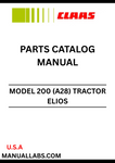 Discover the essential CLAAS Tractor Elios 200 Parts Catalogue Manual, specifically designed for serial numbers A2800001 to A2899999. This comprehensive guide provides detailed information on all parts and components, ensuring you have the right resources at your fingertips for maintenance and repairs.