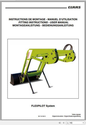 Enhance your CLAAS tractor's performance with the FlexPilot System Fitting Instruction Manual, available in a convenient PDF format. This comprehensive guide provides step-by-step instructions to ensure a seamless installation process, allowing you to maximize the capabilities of your tractor with ease.
