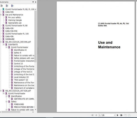 Enhance your CLAAS Tractor Loader experience with the comprehensive CELTIS 406, FL 80, and FL 100 Use and Maintenance Manual. This PDF file is an essential resource for operators
