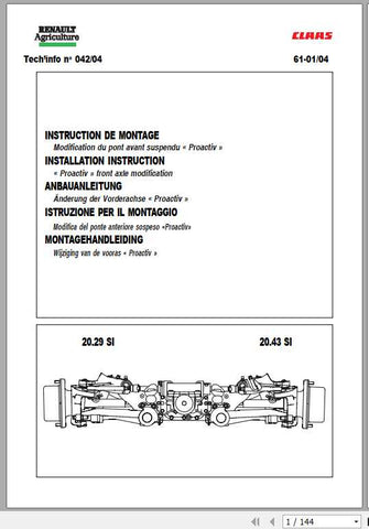 Discover the CLAAS Tractor Proactiv Fitting Instruction Manual, a comprehensive PDF guide designed to streamline your tractor maintenance and fitting processes. This manual provides clear, step-by-step instructions tailored specifically for CLAAS tractors, ensuring you have the right information at your fingertips.

