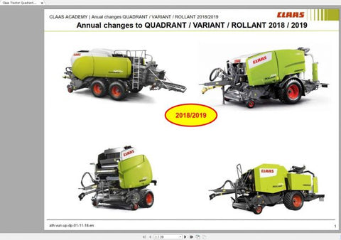 Discover the essential CLAAS Tractor Quadrant Variant Rollant 2018-2019 Central Academy Annual Changes Manual, now available in a convenient PDF format. This comprehensive guide is designed for operators and technicians, providing detailed insights into