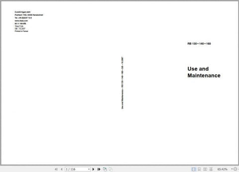  Enhance the longevity and performance of your CLAAS Tractor with the comprehensive RB 130, 140, and 160 Use and Maintenance Manual. This PDF file is an essential resource