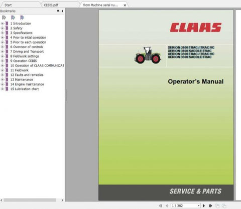 Discover the essential CLAAS Tractor Xerion 3800 Trac and Trac VC-Xerion 3300 Saddle Trac Operator’s Manual, now available in a convenient PDF format. This comprehensive guide 