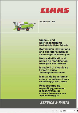 Enhance your operational efficiency with the CLAAS TUCANO 480 and 470 Operator’s Manual, available in a convenient PDF format. This comprehensive guide is designed to provide you
