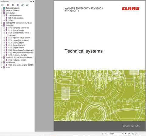 Discover the comprehensive CLAAS YANMAR ENGINE TNV86CHT 4TNV88C 4TNV98C(T) Technical Systems Manual, now available in a convenient PDF format. This essential resource is designed for professionals and enthusiasts alike, providing in-depth technical information to optimize the performance and maintenance of your engine.