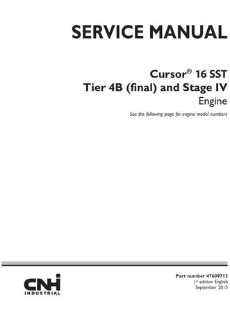 Unlock the full potential of your CNH Cursor 16 SST Tier 4B (Final) and Stage IV engine with the comprehensive service manual (part number 47609713) available in PDF format. This essential guide provides detailed insights into maintenance, troubleshooting, and repair procedures, ensuring your engine operates at peak performance. With easy navigation and clear illustrations, this manual is an invaluable resource for both professionals and DIY enthusiasts, helping you save time and reduce costly repairs. Inve