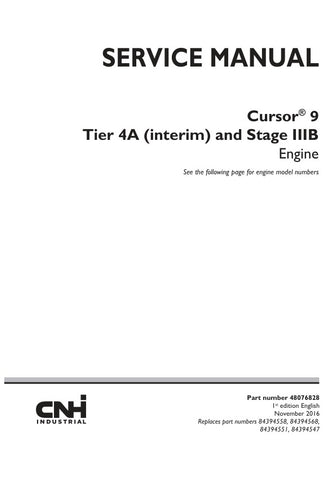 Enhance your maintenance capabilities with the CNH Cursor 9 Tier 4A (Interim) and Stage IIIB Engine Service Manual (48076828) in PDF format. This comprehensive guide provides detailed insights into engine specifications, troubleshooting techniques, and maintenance procedures, ensuring optimal performance and longevity of your equipment. With easy navigation and clear illustrations, this manual is an essential resource for technicians and operators alike, empowering you to tackle any service challenge with c