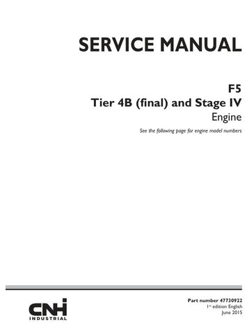 Unlock the full potential of your CNH F5 Tier 4B (Final) and Stage IV engine with the comprehensive service manual (part number 47730922) available in PDF format. This essential guide provides detailed instructions, diagrams, and troubleshooting tips to ensure optimal performance and longevity of your engine. Whether you're a seasoned technician or a DIY enthusiast, this manual is your go-to resource for maintenance and repairs, helping you save time and money while keeping your equipment running smoothly. 