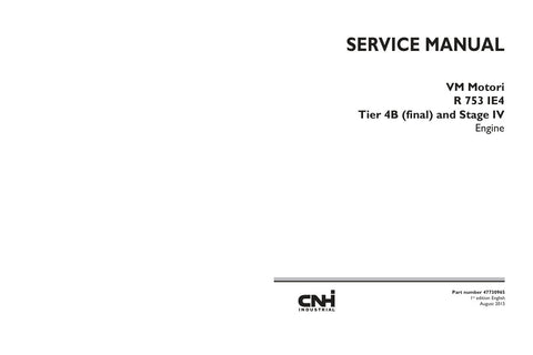 Unlock the full potential of your machinery with the CNH Industrial VM Motori R 753 IE4 Tier 4B (Final) and Stage IV Engine Manual (PDF File). This comprehensive guide provides essential insights into the advanced features and specifications of the R 753 engine, ensuring optimal performance and compliance with the latest environmental standards. With detailed instructions and troubleshooting tips, this manual is an invaluable resource for operators and technicians alike, helping you maintain efficiency and 