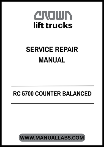 Enhance your maintenance capabilities with the CROWN FORKLIFT RC 5700 Counter Balanced Service Repair Manual in PDF format. This comprehensive guide is designed specifically for the RC 5700 model, providing you with detailed instructions and insights to keep your forklift running smoothly and efficiently.