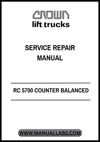 Enhance your maintenance capabilities with the CROWN FORKLIFT RC 5700 Counter Balanced Service Repair Manual in PDF format. This comprehensive guide is designed specifically for the RC 5700 model, providing you with detailed instructions and insights to keep your forklift running smoothly and efficiently.
