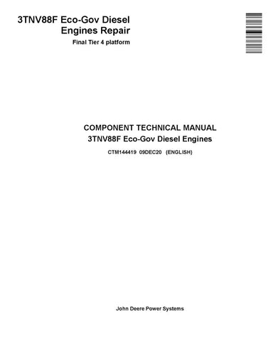 YANMAR 3TNV88F ECO-GOV DIESEL ENGINE TECHNICAL MANUAL - PDF FILE
