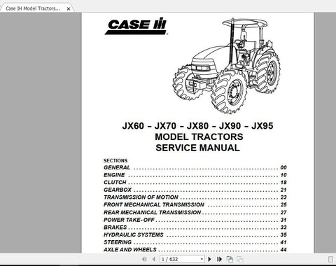 CASE IH MODEL TRACTORS JX60 – JX70-JX80-JX90-JX95 SERVICE MANUAL - PDF FILE