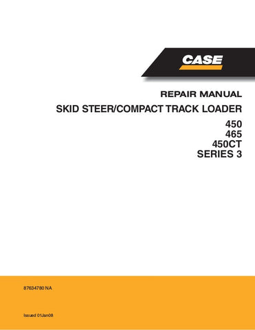 Case 450, 465, 450CT Series 3 Skid Steer / Compact Track Loader Service Repair Manual 87634780 NA - Manual labs