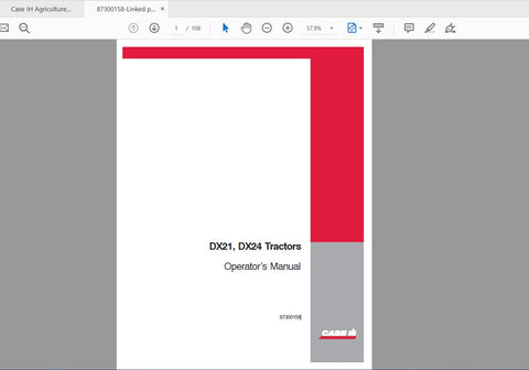 Enhance your operational efficiency with the CASE IH Tractor DX21 DX24 Compact Operator’s Manual. This comprehensive PDF file is designed to provide you with all the essential