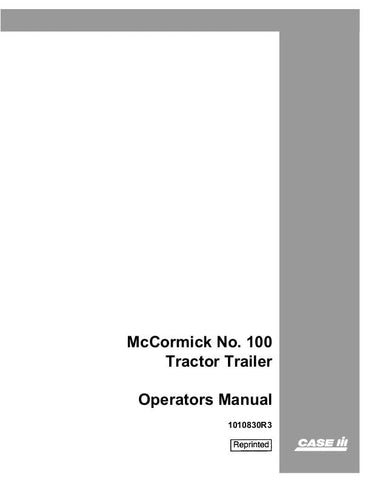 Case IH 100 Tractor Trailer McCormick - IH Operator`s Manual 1010830R3 - Manual labs