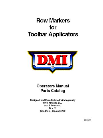 Case IH 3250, 3300, 4300, 5300 Row Markers for Toolbar Appl DMI Operator's Manual 00100277 - Manual labs