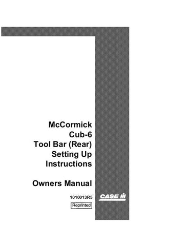 Case IH 6 Cub 6 Cub-6 Rear - McCormick Operator`s Manual 1010013R5 - Manual labs