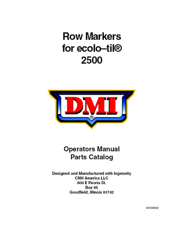 Case IH Ecolo-Til® 2500 DMI Row Markers Operator's Manual 00100277 - Manual labs